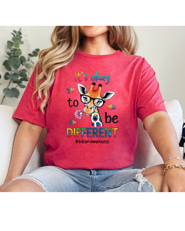 giraffe autism shirt red