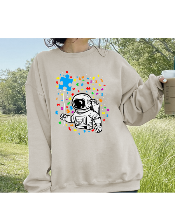 Astronaut Autism Puzzle Balloon Sweatshirt Sand