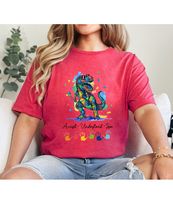 Dinosaur Accept Understand Love Shirt Red
