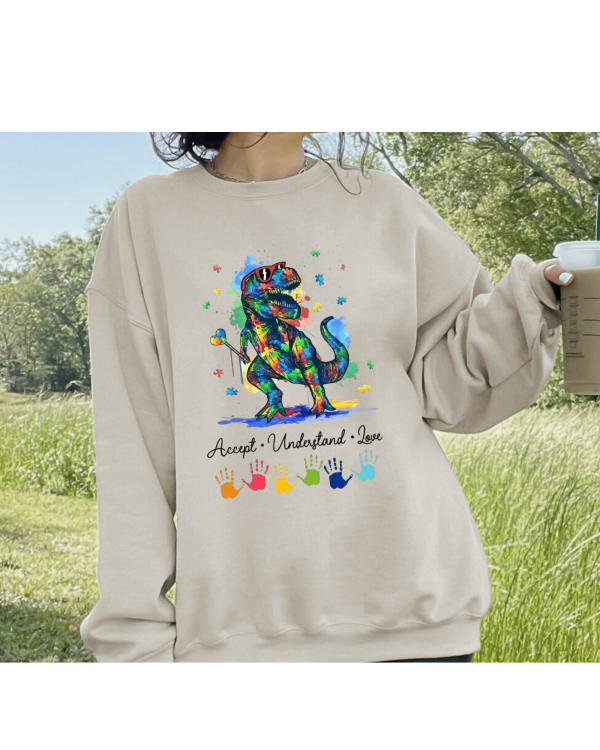 Autism Dino Sweatshirt Sand
