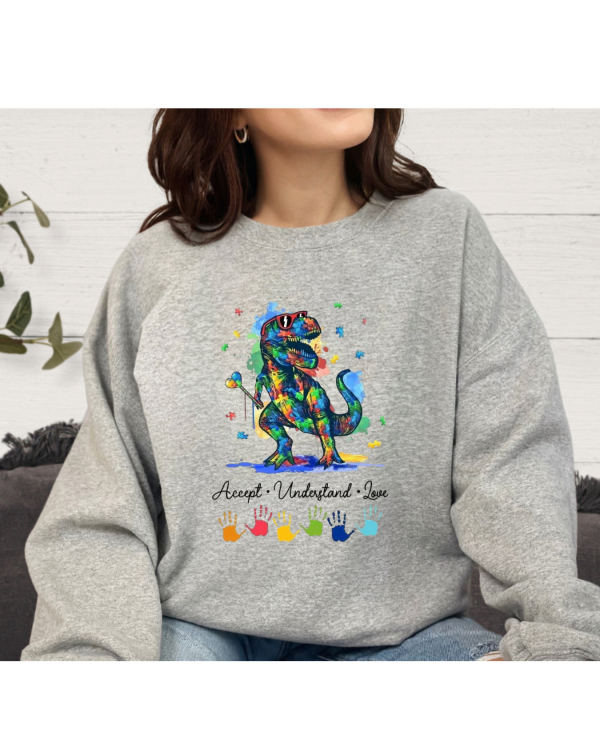 Autism Dino Sweatshirt Light Grey