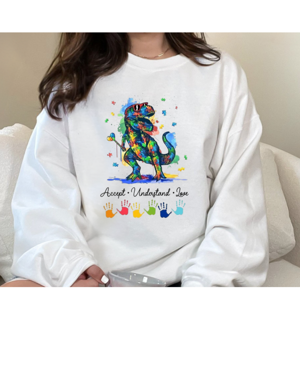 Autism Dino Sweatshirt White
