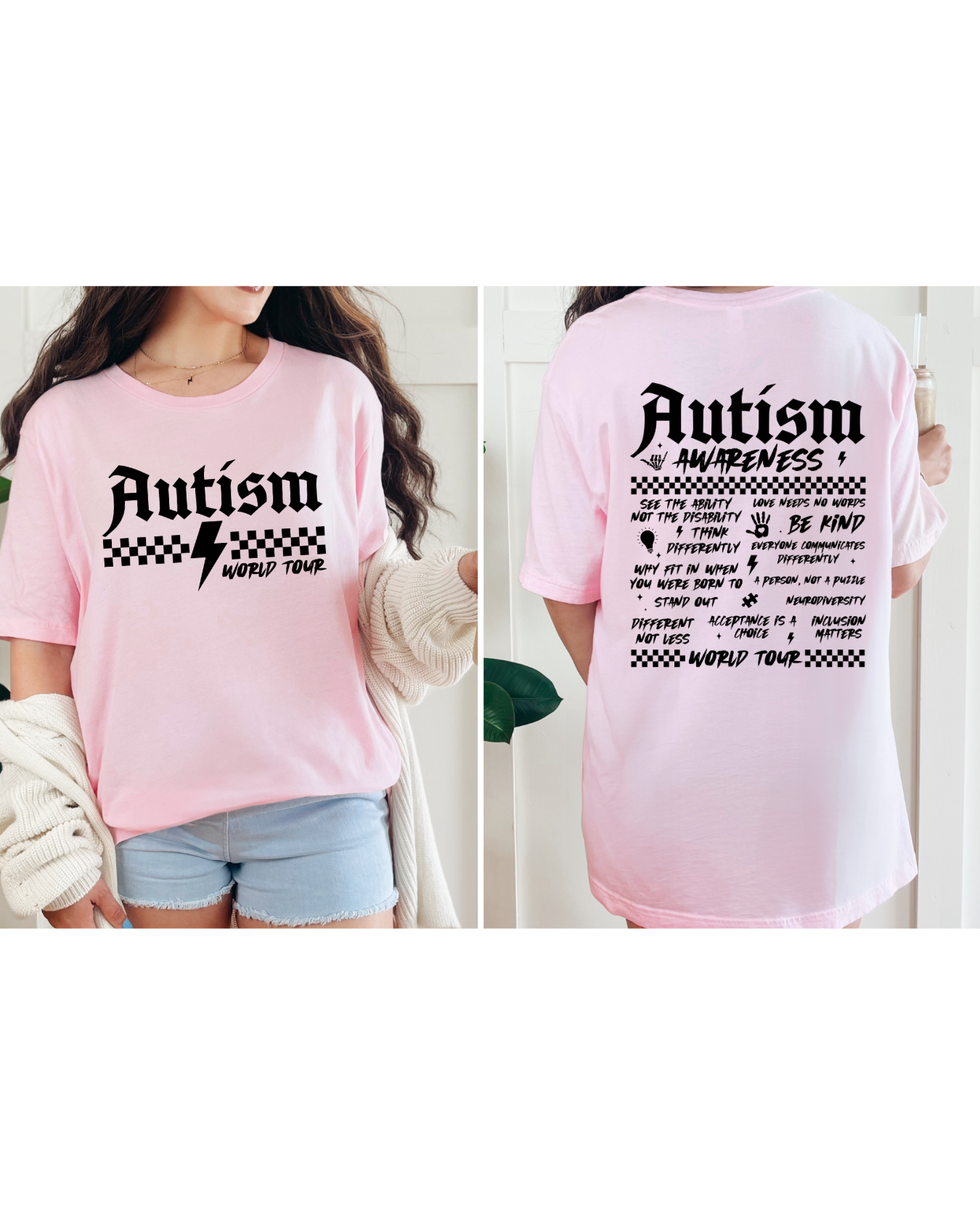 Autism Awareness Tour Rock shirt light pink