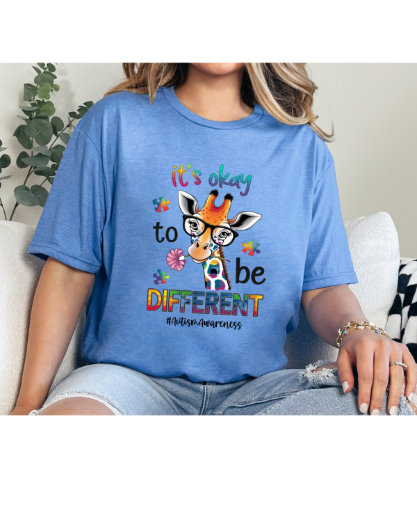 giraffe autism shirt light blue
