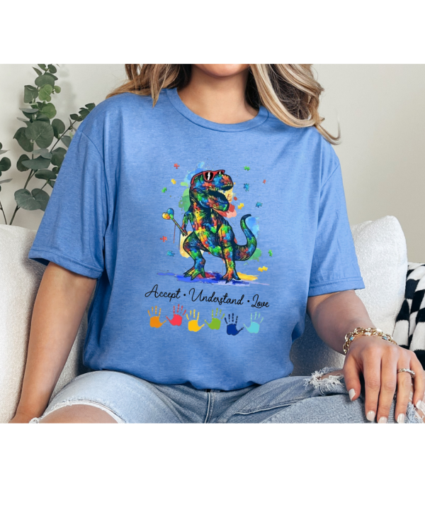 Dinosaur Accept Understand Love Shirt Light Blue
