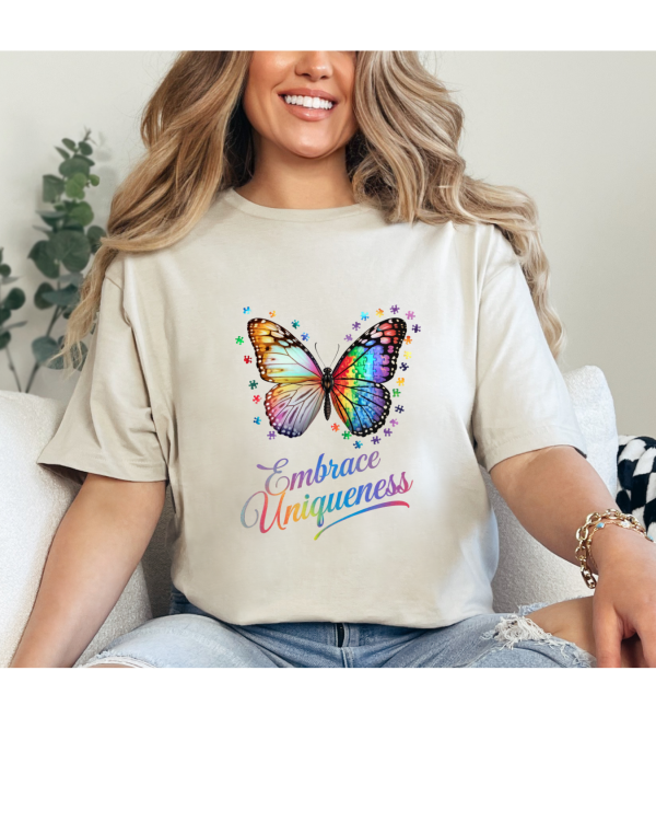 Embrace Uniqueness Butterfly Shirt Sand