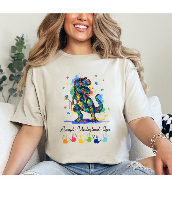 Dinosaur Accept Understand Love Shirt Sand
