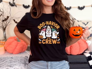 BOO-HAVIOR CREW Halloween Shirt – Cute Ghost Costume Tee for Teachers & Therapists
