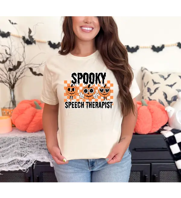 spooky speech therapist shirt sand